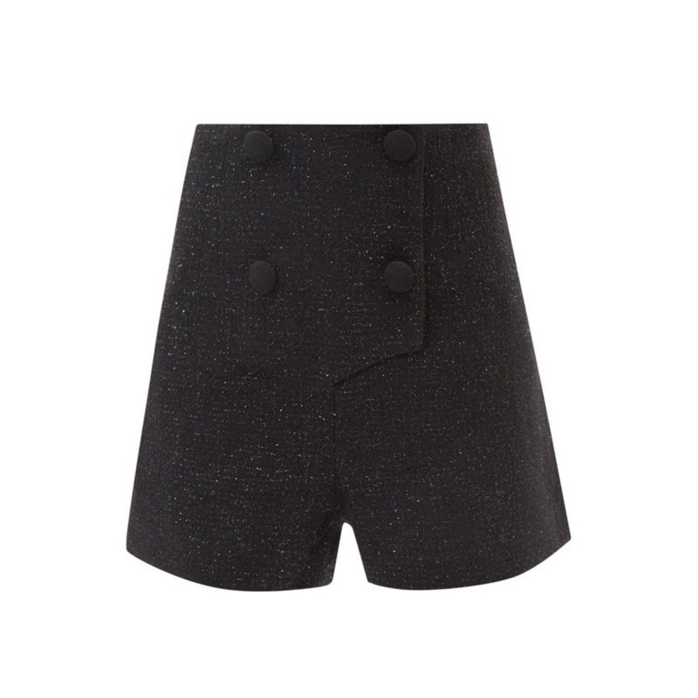 Self-Portrait High Rise Buttoned Boucle Shorts